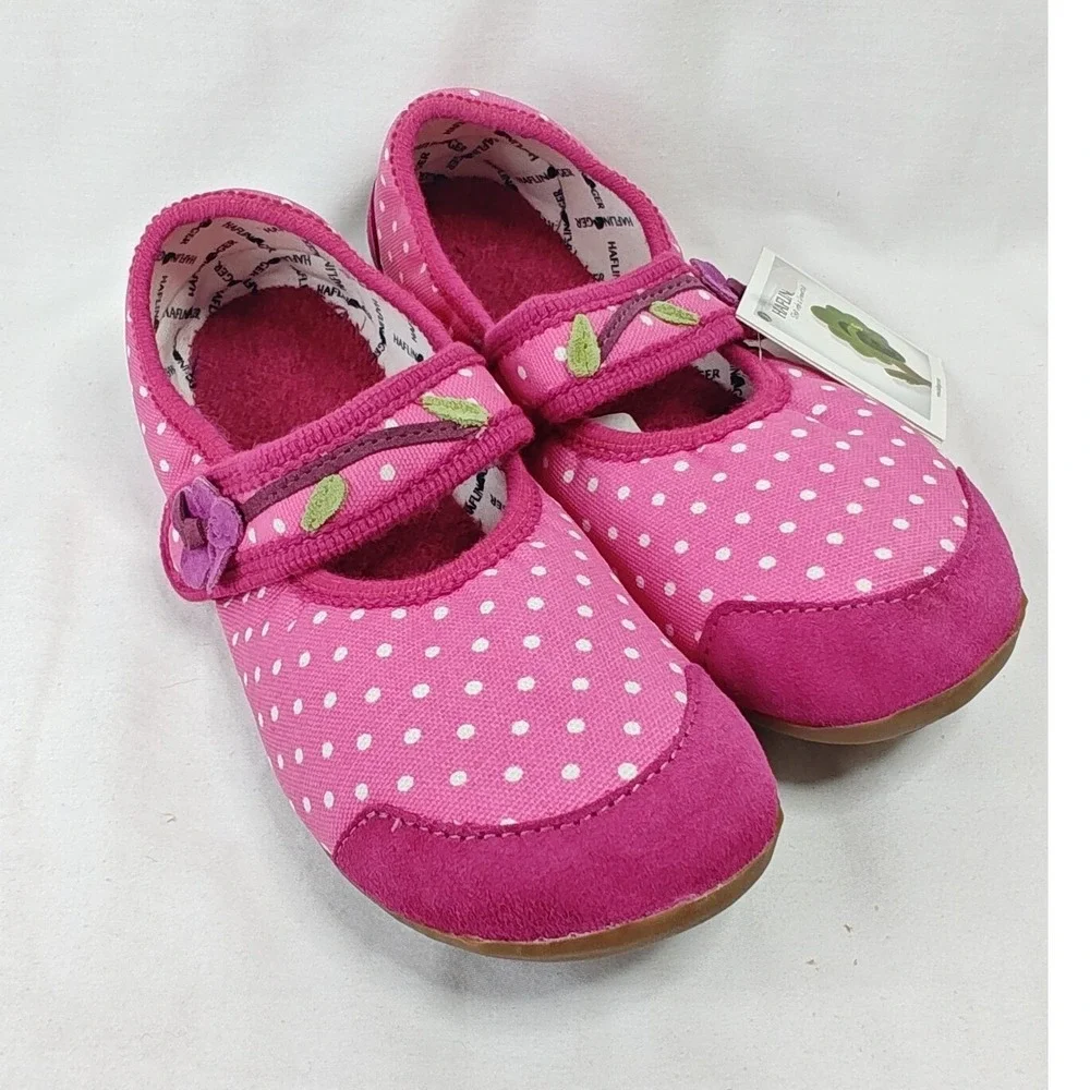 Haflinger Everest Veilchen Slipper House Shoes Pink Polka Dot Mary Jane Size 35